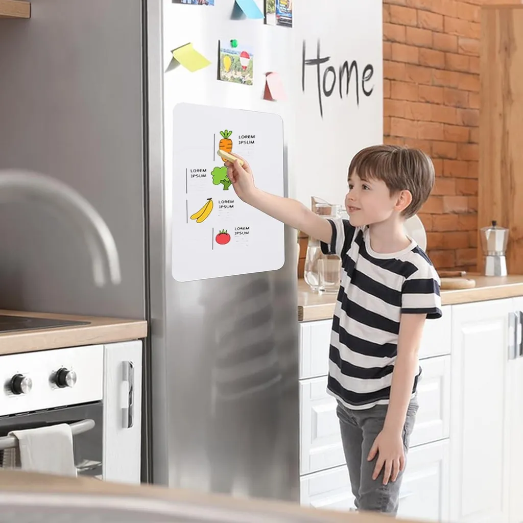 Tableau Blanc Adhésif A4 Magnétique avec Revêtement Brillant et Stylos