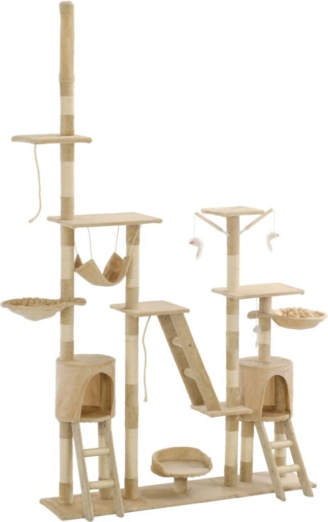 Katzen-Kratzbaum mit Sisal-Kratzsäulen 230 - 250 cm Beige
