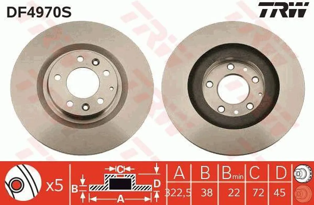 Disque de frein TRW DF4970S - Éliminez les vibrations sur Mazda RX-8 OE