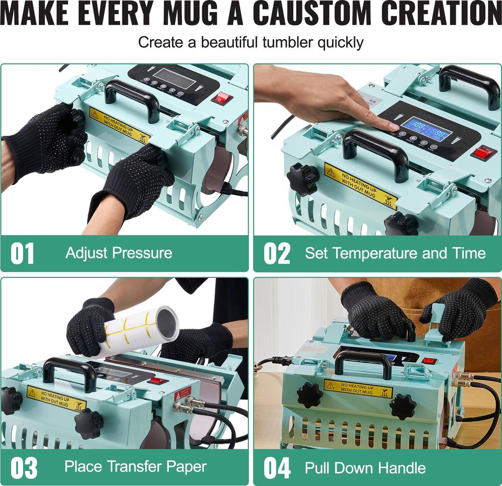DEWIN 11-30oz Doppia Stazione Pressa Per Tazza 1000W Fai Da Te Tazza - Foto 5