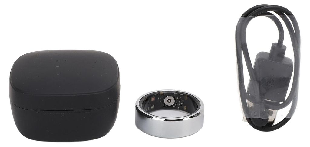 Smart Ring Health Tracker IP68 Wasserdicht Bluetooth Leichte Aktivität mit Ladeetui für Sport Silber Größe 10, ID 19,8 mm / 0,8 Zoll
