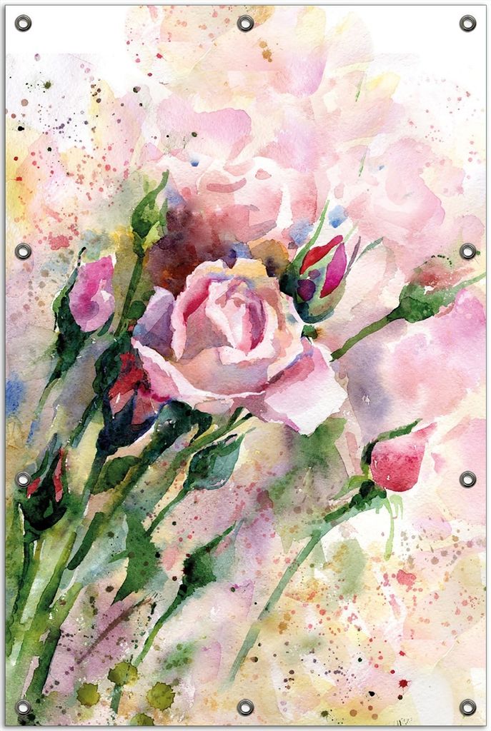 Wallario Outdoor-Poster für Garten oder Balkon, Motiv Abstraktes Blumenbuket, in ca. 80 x 120 cm