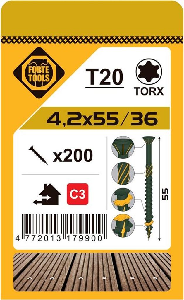Terrassenschraube T20 4,2X55 Grün (200)