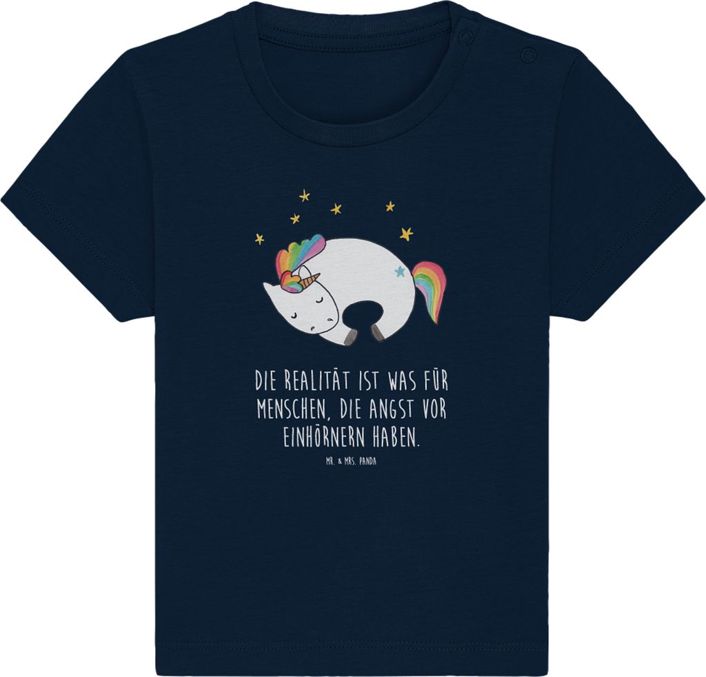 Mr. & Mrs. Panda Babyshirt Einhorn Nacht 6. - 12. Monat - French Navy - Geschenk, Unicorn, T-Shirt, Träume, Kinder, Baby Jerseyshirt, Menschen, Fr...