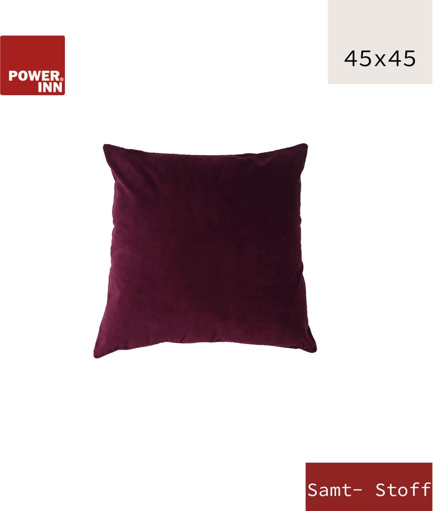 POWER INN Kissenbezug | 45x45cm | Lila | Samtstoff | Kissenhülle | Waschbar bei 30°C