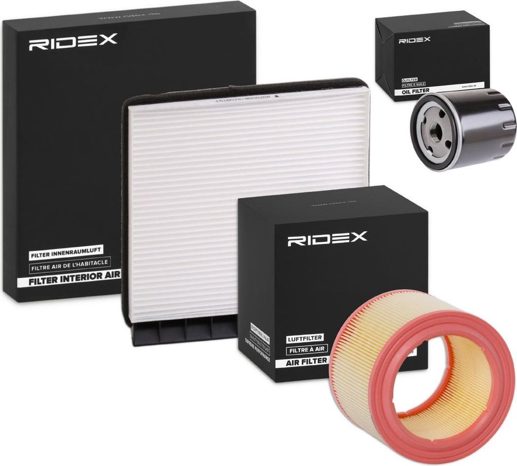RIDEX Filterset Inspektionspaket Filtersatz für FORD FOCUS (DAW, DBW) passend für PEUGEOT PARTNER Combispace (5F) PARTNER Kasten (5) für CITROËN