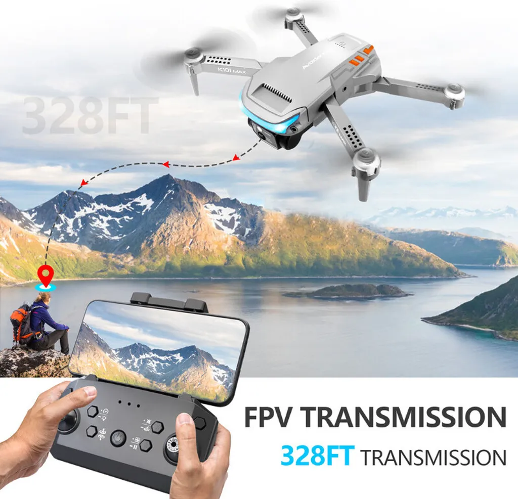 Drone caméra évitement obstacle 2K argenté pliable pack complet - 3