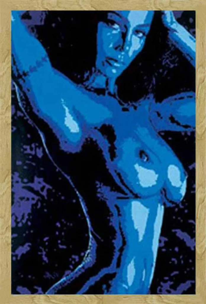 Poster Artistico Blue Girl con Cornice Shinsuke® Maxi Faggio Acrilico