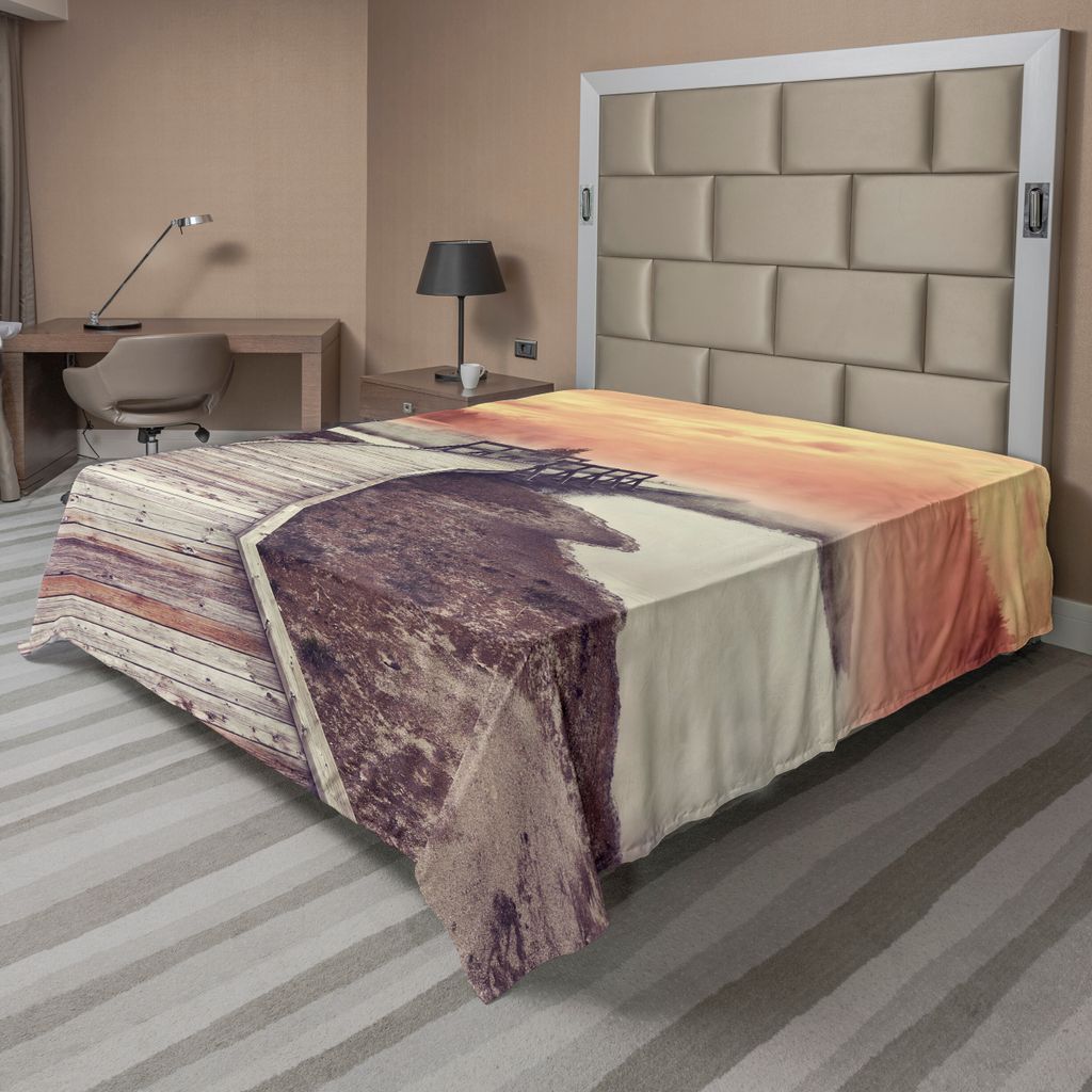 ABAKUHAUS Yellowstone Bettlaken, Hölzerne Bahn Plattform Zu Steamy Geysir Im Yellowstone Park Touristenattraktion, weiches bequemes oberes Bettlak...