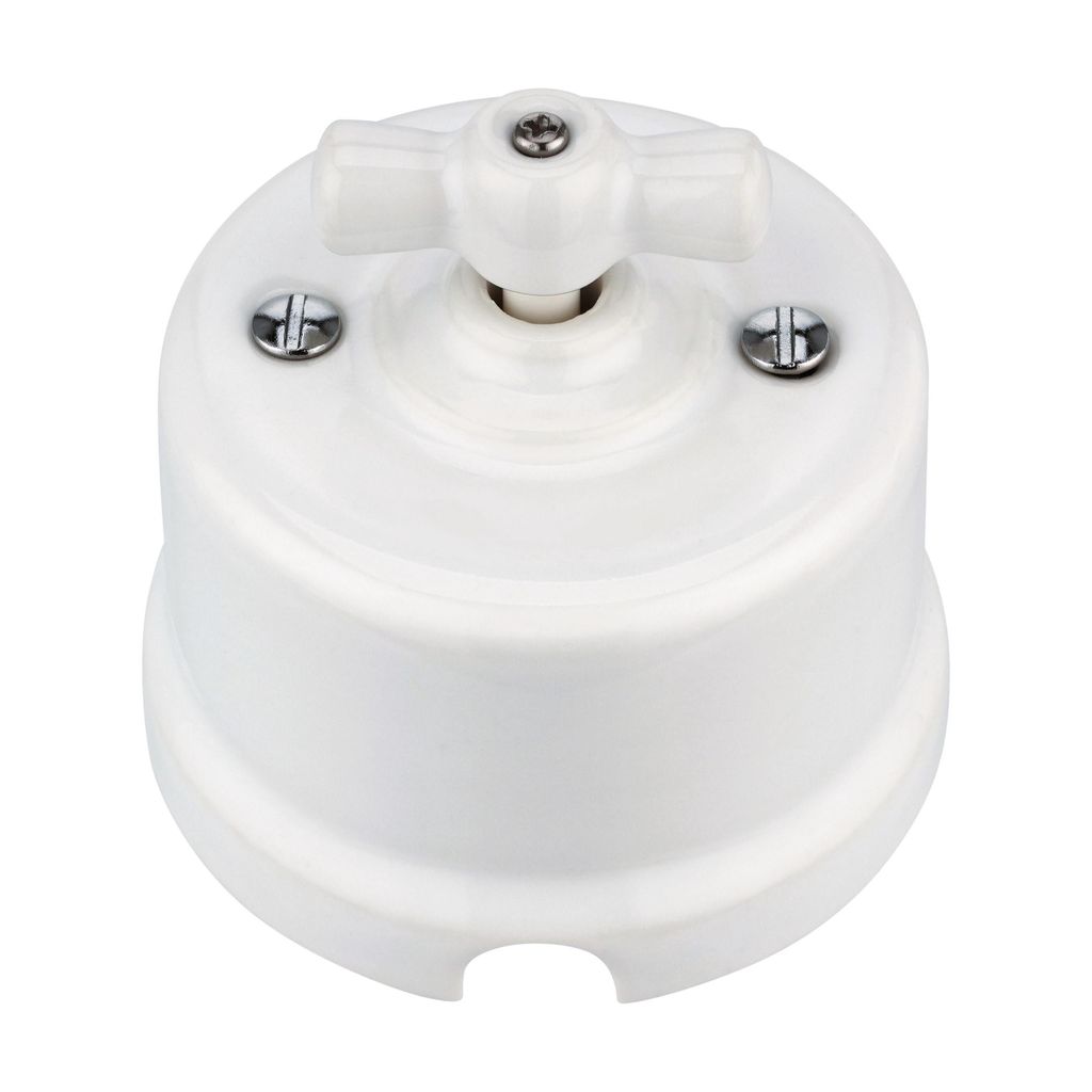 Aufputz Porzellan Retro Rotary Schalter I QR1 weiß