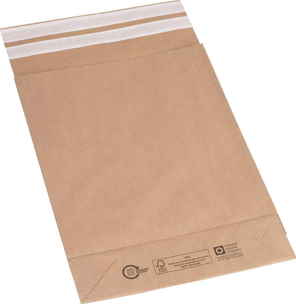 flexiPAK 2FVMF000514 Tasche a soffietto - 300x80x430+110 mm, fondo, senza finestra, 300 pezzi, marrone
