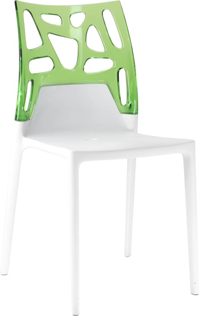 PAPATYA 1er-Set Kunststoffstuhl EGO-Rock I Designstuhl mit Einer Belastbarkeit von 200 kg (Weiß-Transparentgrün)
