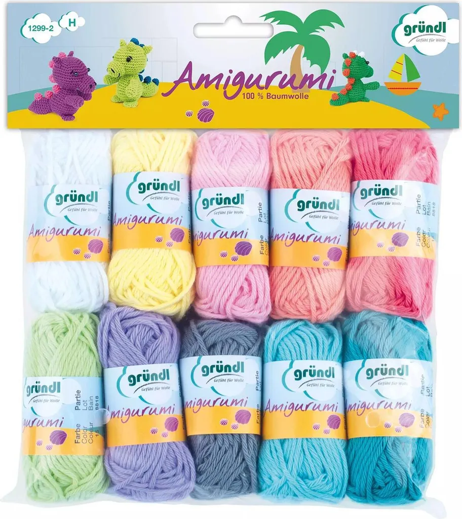 Set Amigurumi Gründl 100% Cotone Pastello - 10 Gomitoli 10g/23m
