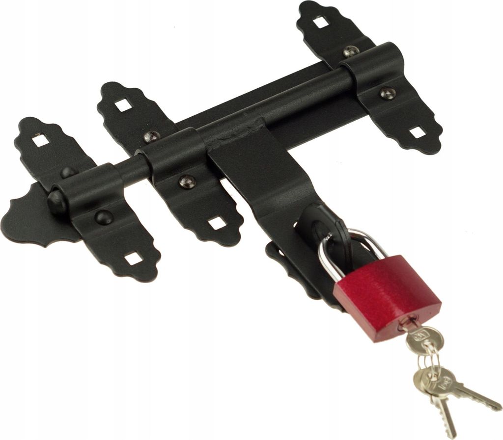 Garagentor Riegel FEINZ 200 - Schwarz - Sicher und robust - Inklusive Kette und Schloss