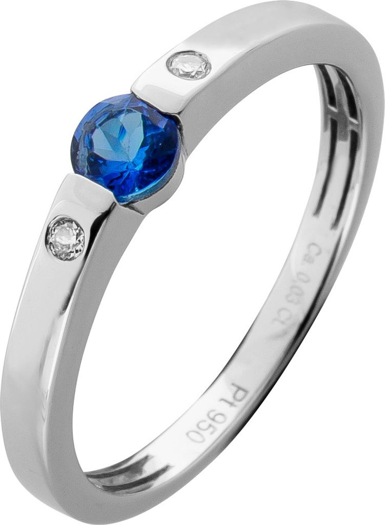 Tansanit Ring Platin 950 violett blauer Edelstein 0.25ct Brillanten 0.03ct 20