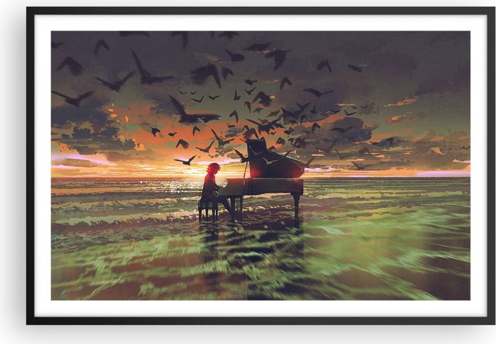 Gerahmtes Poster - Schwarzer Rahmen - Klaviermusik - Produktbild 