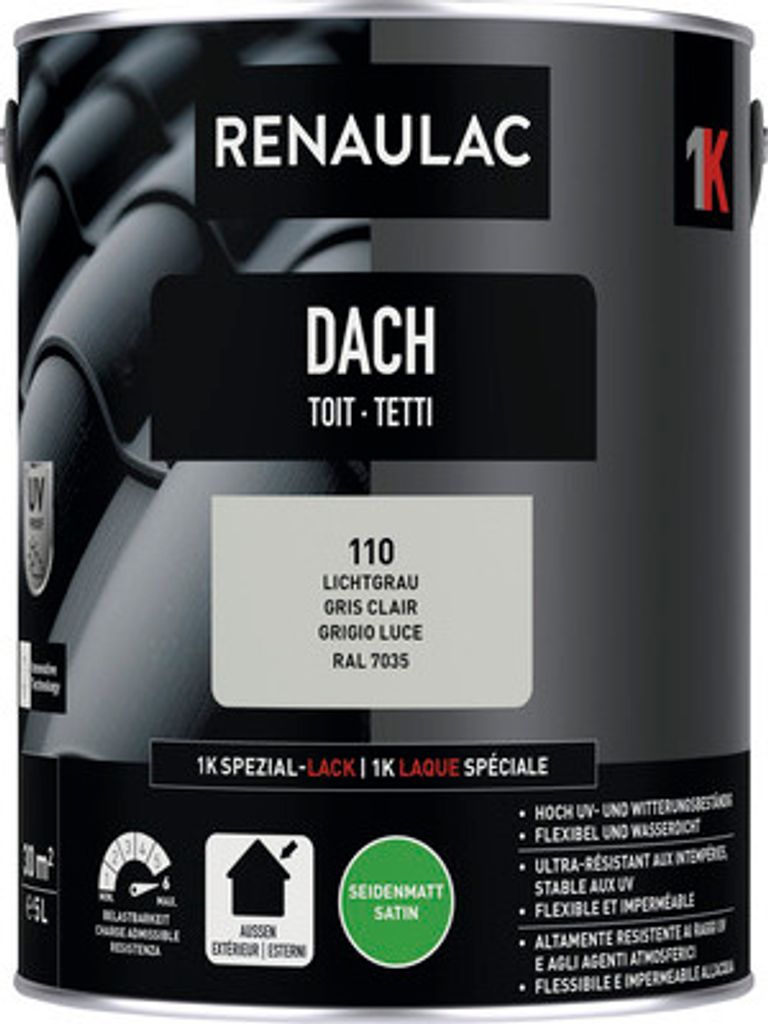 RENAULAC Dachfarbe seidenmatt lichtgrau 5 l Produktbild 