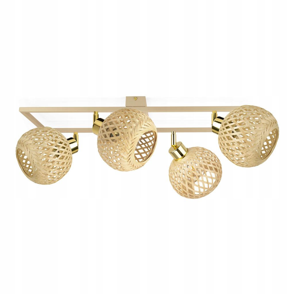 Luxolar LED Rahmen Deckenlampe 4-flammig E27 Rattan Boho Produktbild 