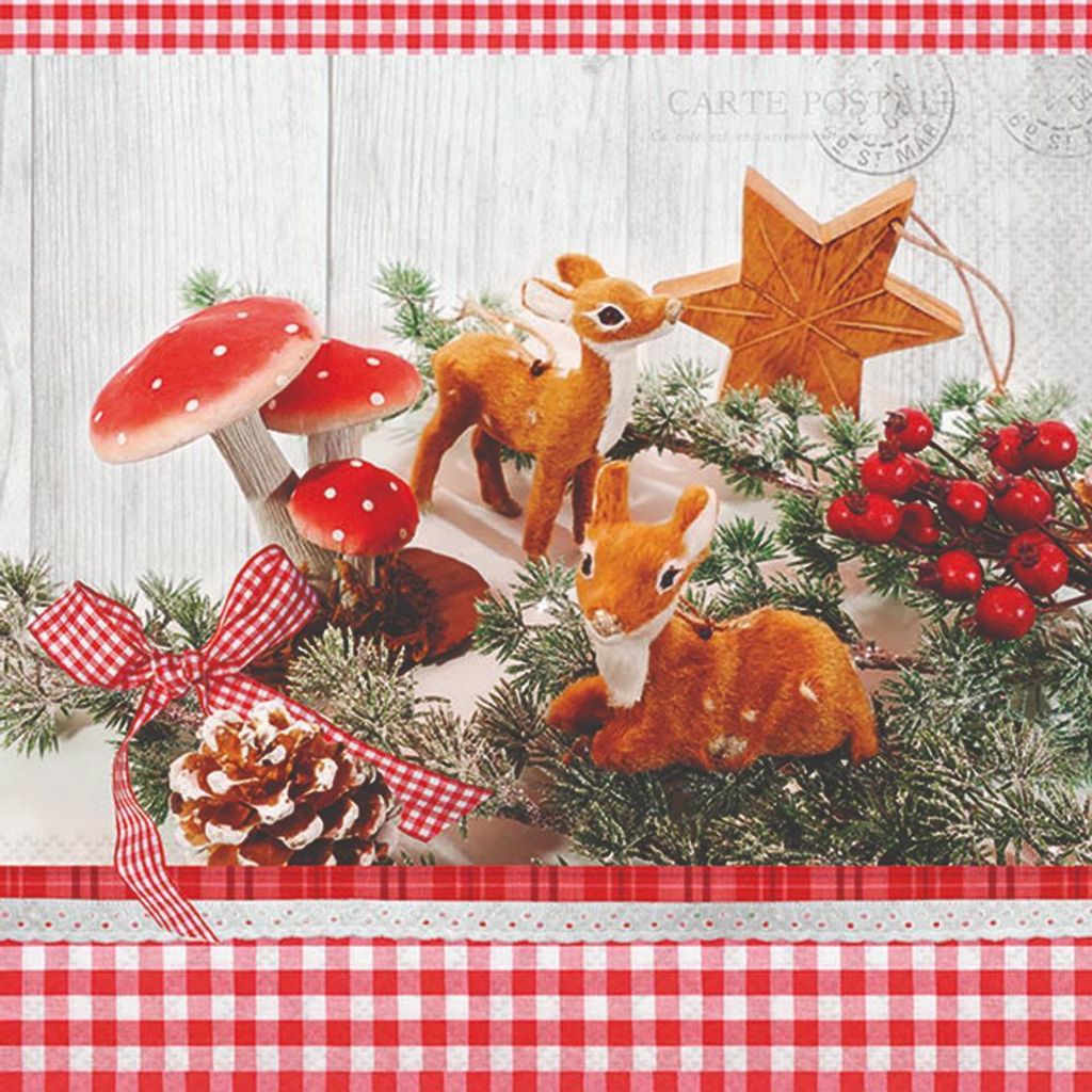 Weihnachten Servietten 33x33 cm 3-lagig 20 Servietten Deer Produktbild 