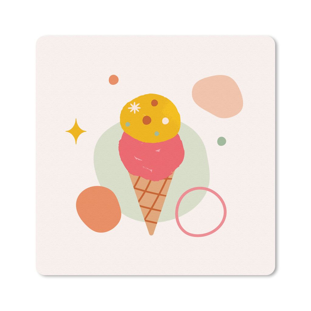 MuchoWow Mauspad Mousepad Eiscreme - Pastell - Sommer 30x30 cm - Mousepads - Maus Mat - Pad - Mausunterlage - Gaming