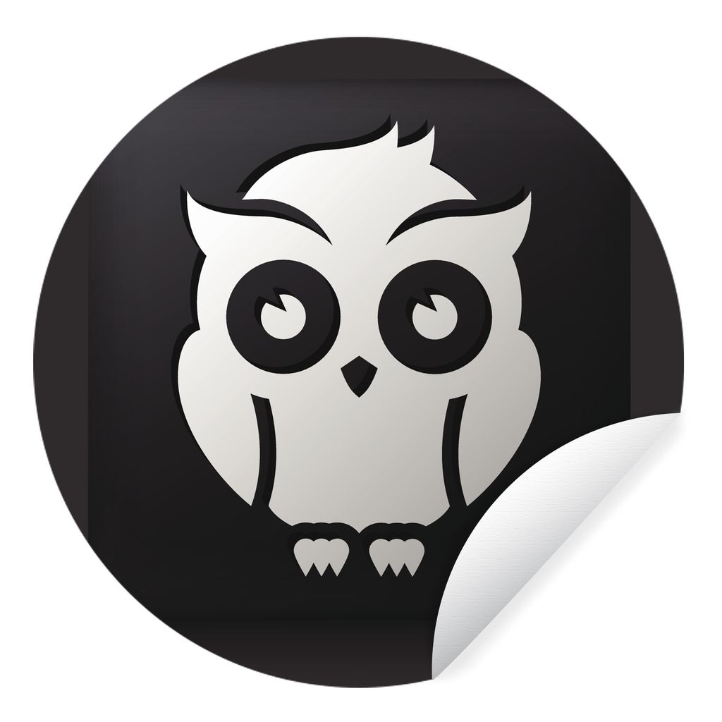 MuchoWow Runde Wandtattoo - Wandsticker Tapete Aufkleber Eine Illustration einer Eule auf schwarzem Hintergrund Ø 100 cm Selbstklebend und Repos...