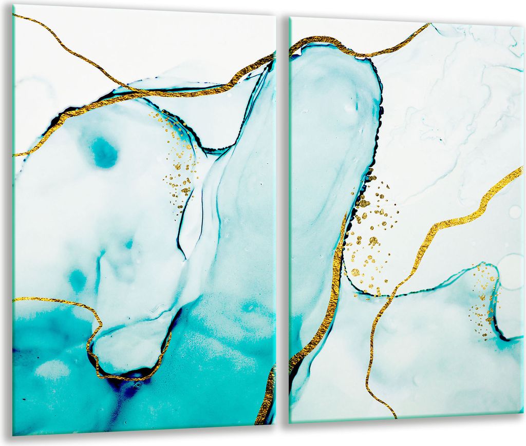 Herdabdeckplatten 2 teilig 30x52 Glaskeramikfeld Abdeckung Glas Marmor