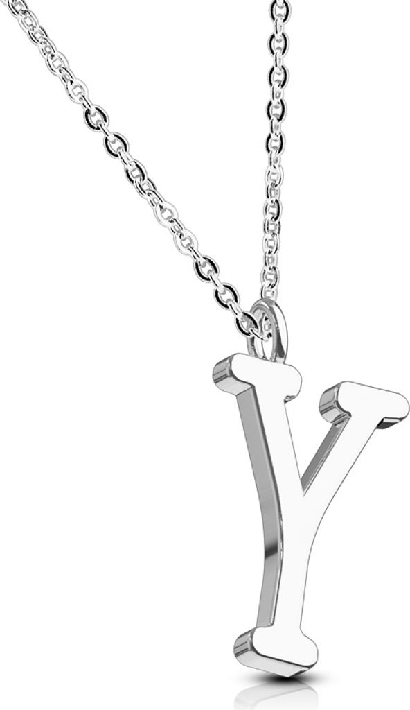 Y - Kette Buchstaben Anhänger Silber aus Edelstahl Damen Y