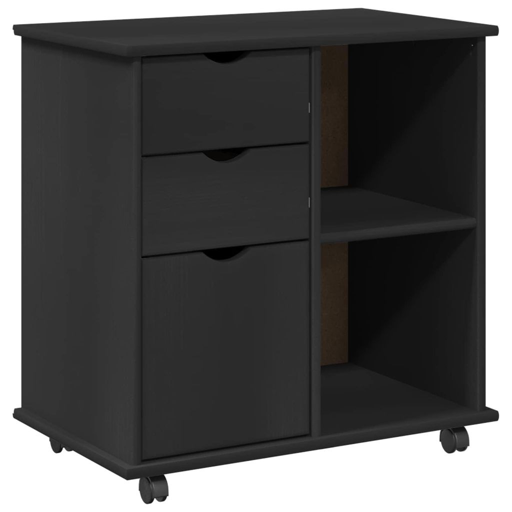 Rollschrank Schwarz 63,5 x 39 x 65,5 cm Massivholz Kiefer