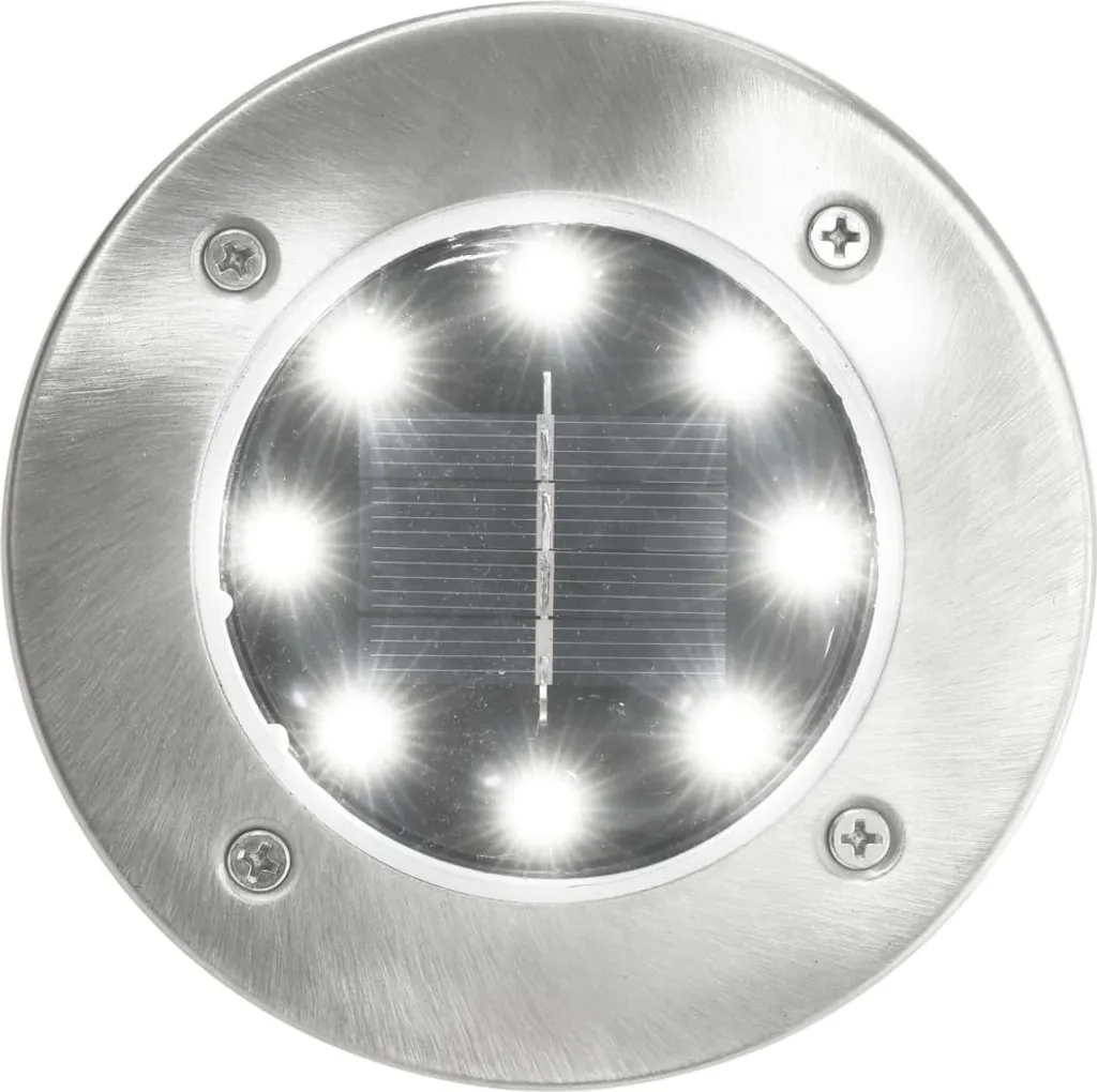 Spot solaire à encastrer lot de 8 - Balise LED sol blanc pour allée jardin