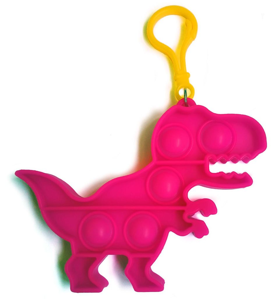 Fidget Toy Push Pop Bubble Keychain - Anti Stress Spielzeug - Schüsselanhänger Dino Brombeer