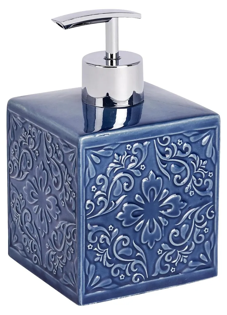 Flacon pompe en céramique 500ml bleu distributeur savon rechargeable