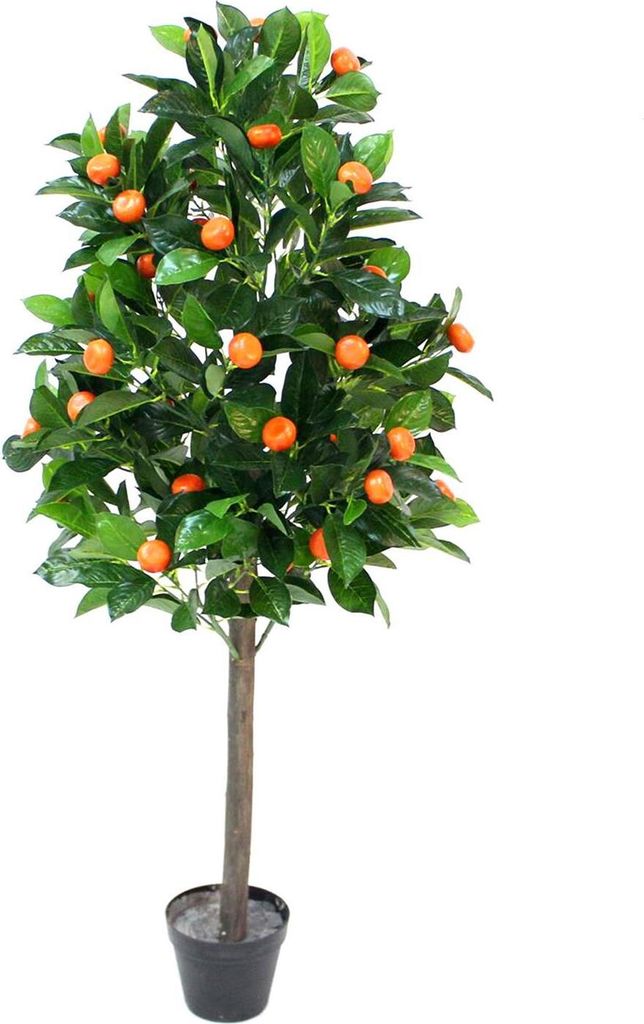 NATURN LIVING Kunstpflanze Zwergorange - ø 65 x 125 cm - Kunststoff Citrus Mitis - Dekorativer Kunstbaum - Calamondin - Kunstpflanze - Orange