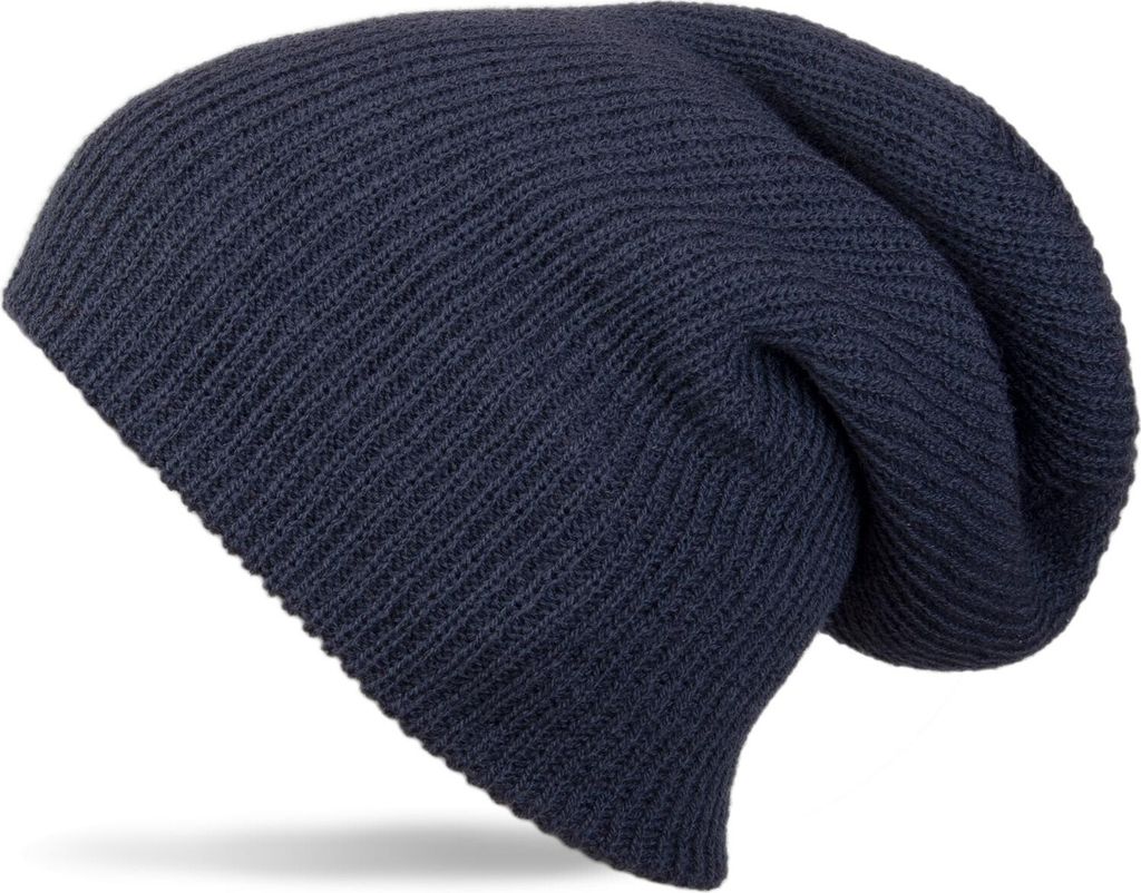 styleBREAKER Beanie Mütze, Slouch, überlange Strickmütze, doppelt gestrickt, warm, Uni 04024004