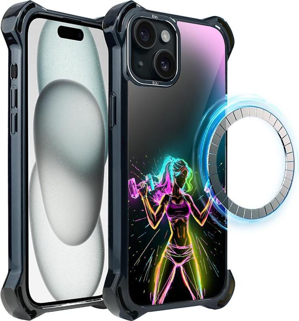IBIZU Etui für iPhone 15 Plus DropGuard Ultra mit MagSafe, #ElectroMove, Fitness-Vibration