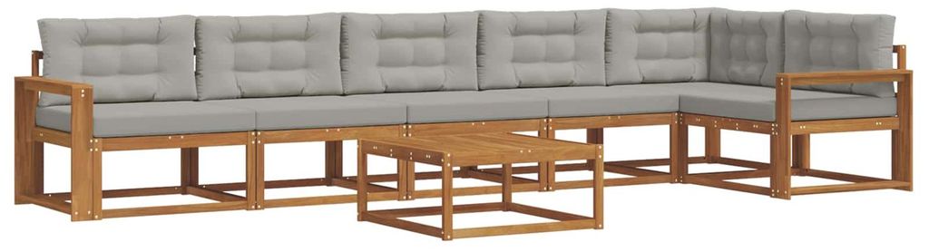 vidaXL Outdoor-Sofagarnitur mit Kissen 7 pcs Natürlich und Hellgrau