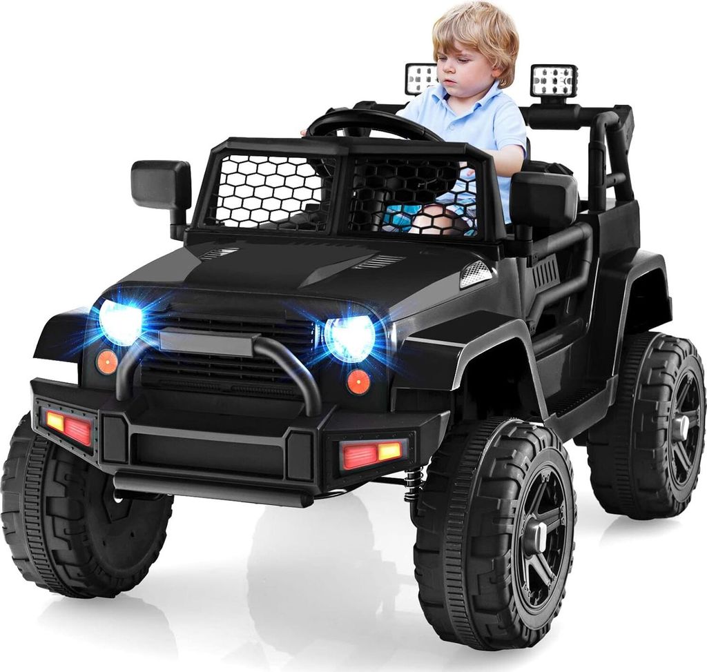 GOPLUS 12V Kinder Elektroauto, Kinderauto mit 2,4G Fernbedienung, Kinderfahrzeug mit USB & Musik & MP3, 2,5-4,5 km/h, für Kinder ab 3 Jahre (Schwarz)