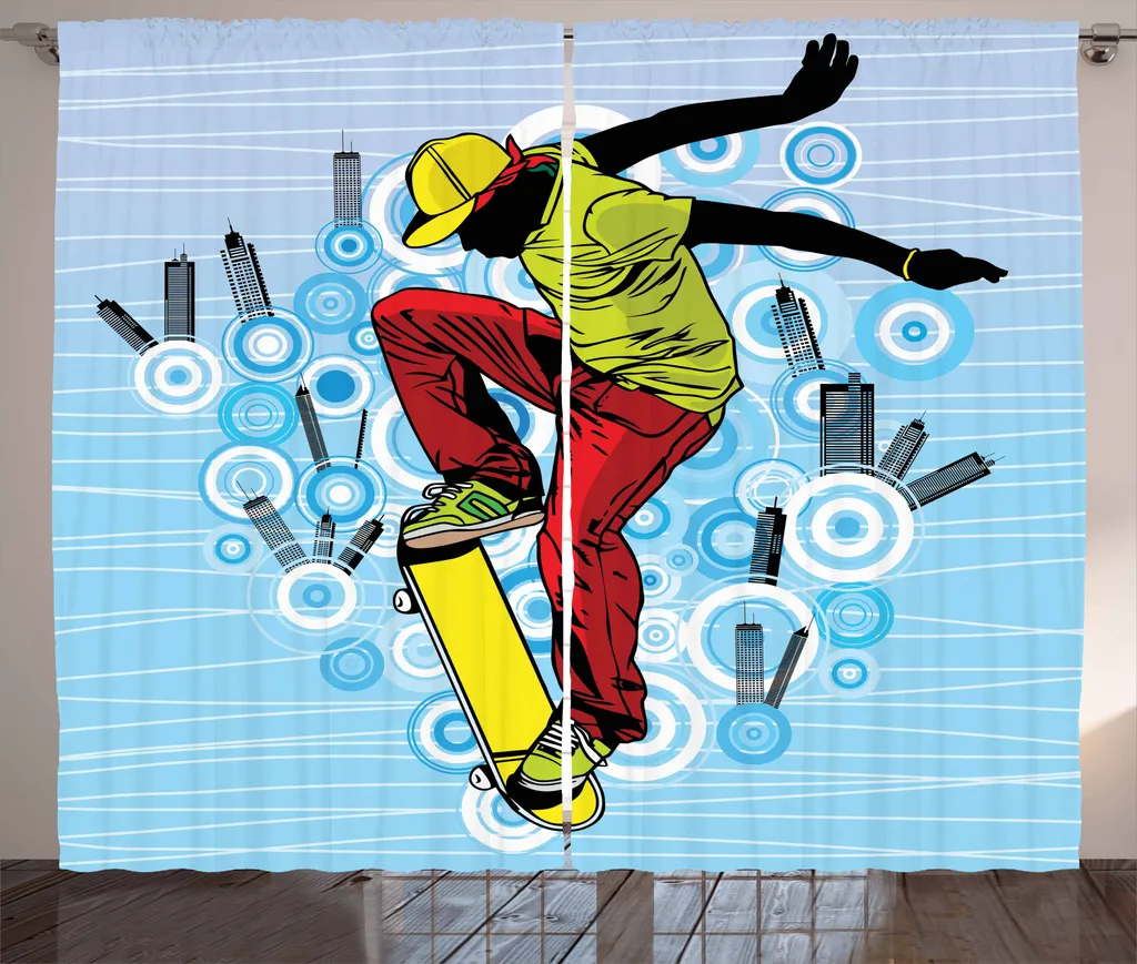 Tende Camera Ragazzi Skateboard 280x175 cm ABAKUHAUS Multicolore