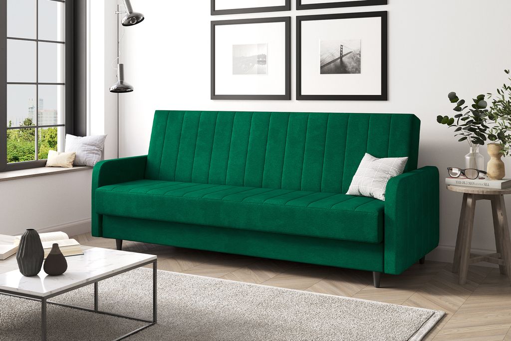 MEBLINI Sofa mit Schlaffunktion - Schlafcouch Ausziehbar - Schlafsofa mit Bettkasten - Sofabett - Couch mit Schlaffunktion - Klappsofa - ANDRES 3 -...