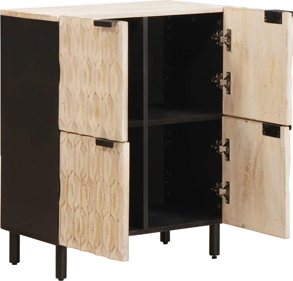 vidaXL Sideboard mit Tür Weiße gewaschene Oberfläche 60 x 33 x 75 cm