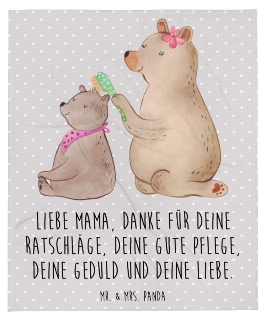 Mr. & Mrs. Panda Kuscheldecke Bär Kind - Grau Pastell - Geschenk, Decke, Muttertag, Tagesdecke, Kuschelige, Mama, Bettüberwurf, Mutter, Bettdecke