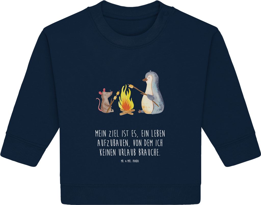 Mr. & Mrs. Panda Organic Baby Pullover Pinguin Lagerfeuer 24. - 36. Monat - French Navy - Geschenk, Job, Bullover, Maus, Grillen