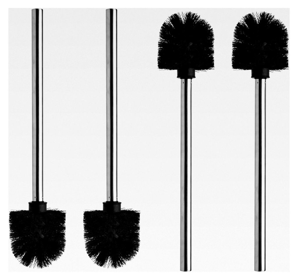 4 Stück Klobürste Schwarz, Toilettenbürste mit Edelstahlstiel und Hochdichtem Bürstenkopf, Abnehmbarer Bürstenkopf für eine perfekte Anpassun...