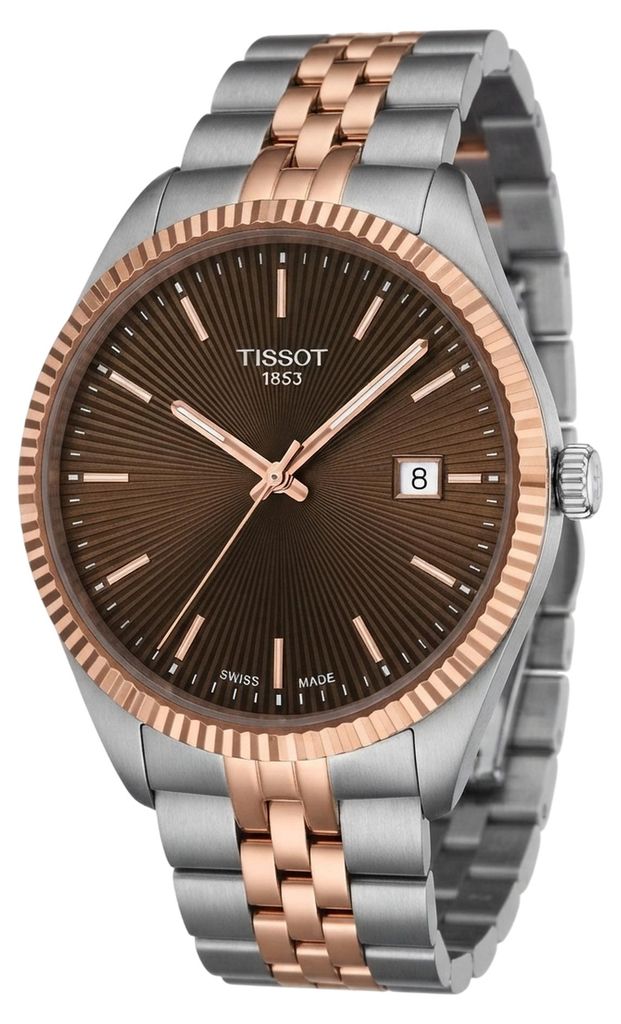 Tissot Ballade Quarzuhr Edelstahl Bicolor Roségold Braun Produktbild 