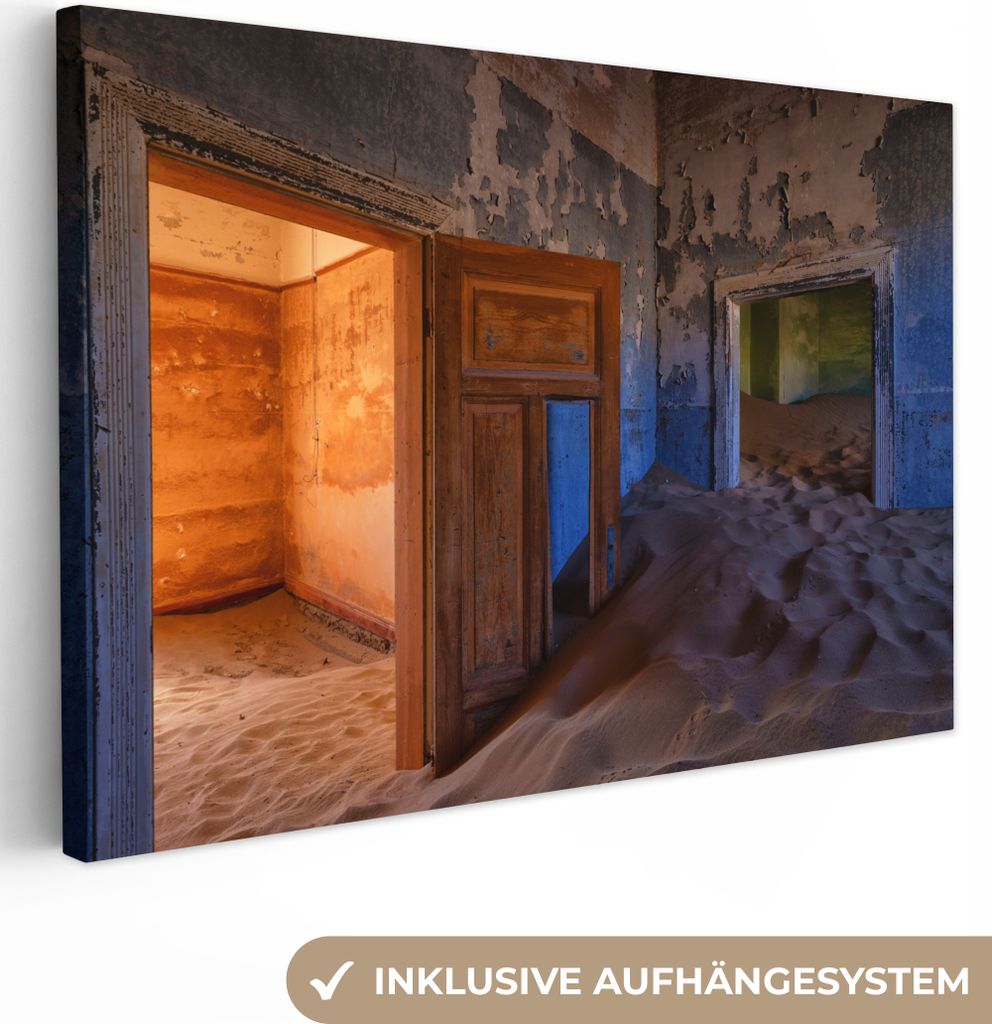 OneMillionCanvasses - Leinwandbilder - 140x90 cm, Tür - Sand - Wüste - Architektur, Wandbilder Kunstdruck Wanddekoration - Foto auf Leinwand - ...