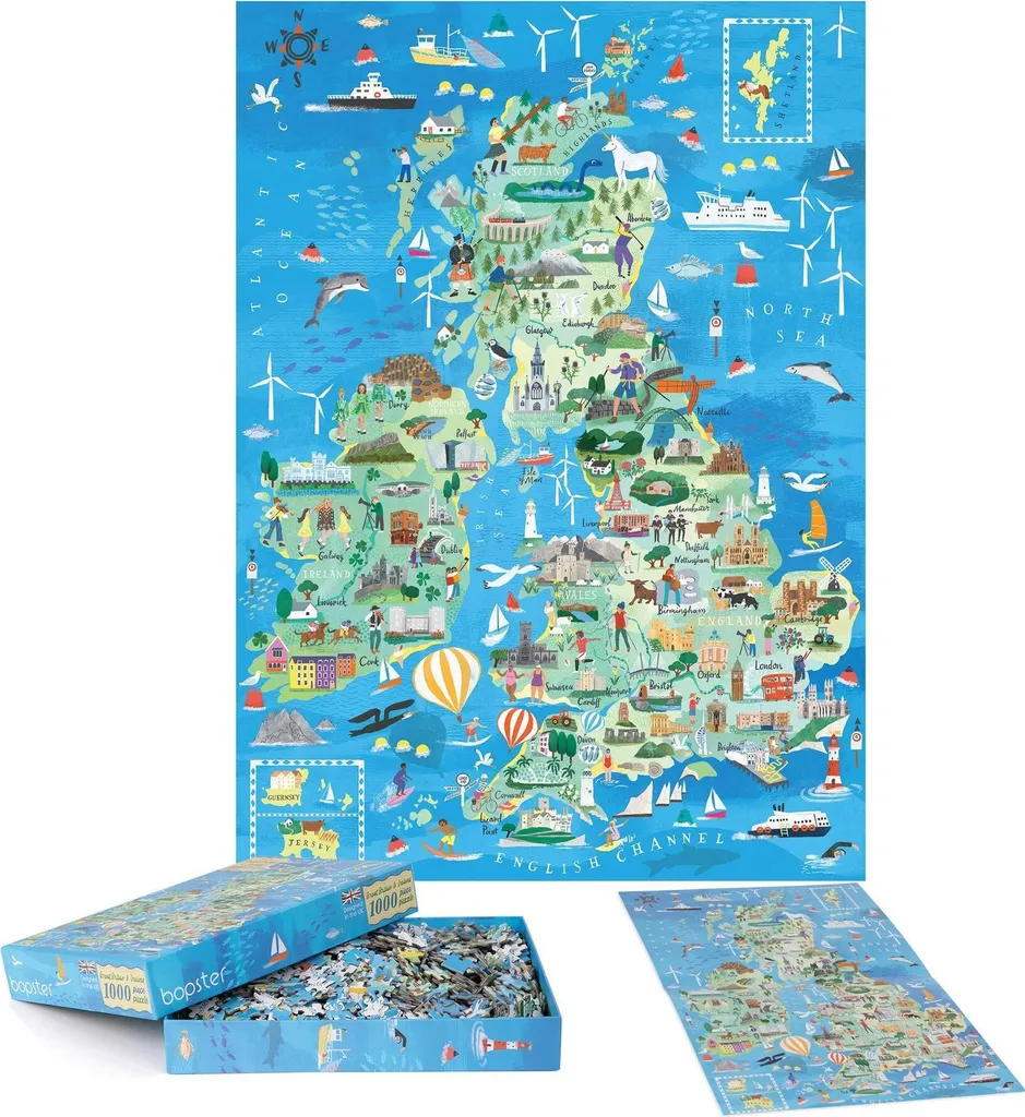 Puzzle 1000 pièces Carte de Grande-Bretagne et Irlande pour Adultes
