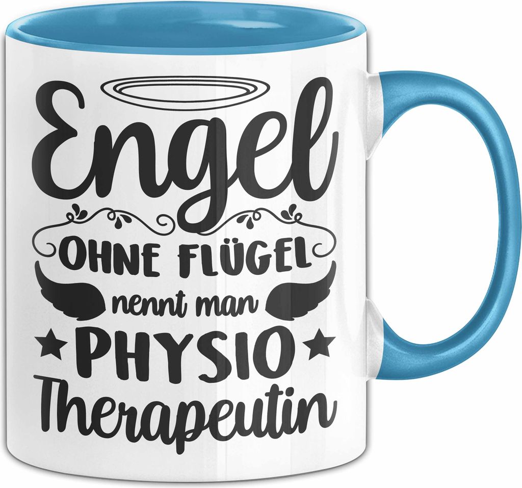 Physio-Therapeutin Tasse Geschenk Lustiger Spruch Physiotherapie Geschenkidee Kaffee-Becher (Blau)