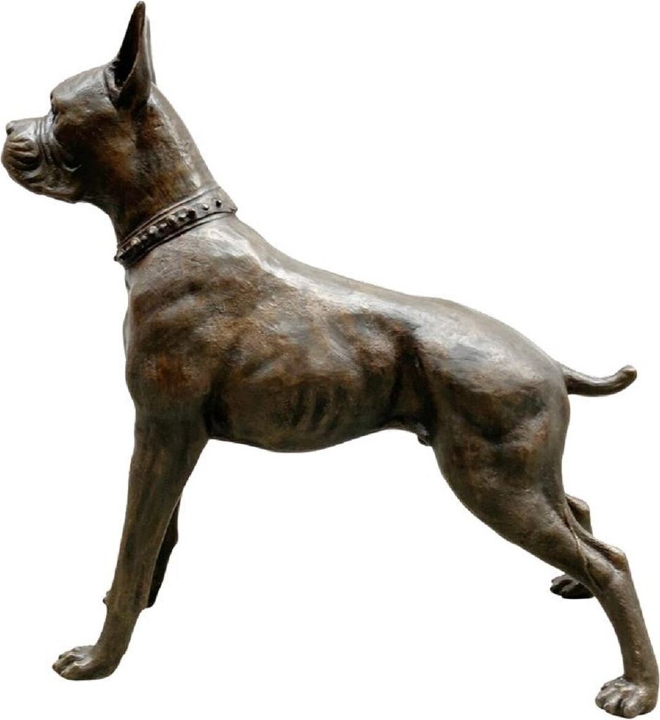 Casa Padrino Luxus Bronze Skulptur Boxer Hund Bronzefarben 85 x 28 x H. 95 cm - Bronze Dekofigur - Wohnzimmer Dekofigur - Luxus Wohnzimmer Deko Acc...