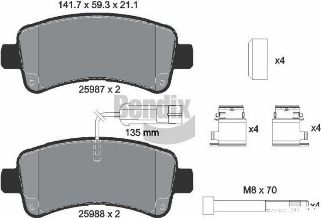 BENDIX Braking BPD1584 Bremsbelagsatz, Scheibenbremse OE 1612434080 kompatibel mit Jumper, Ducato, Boxer