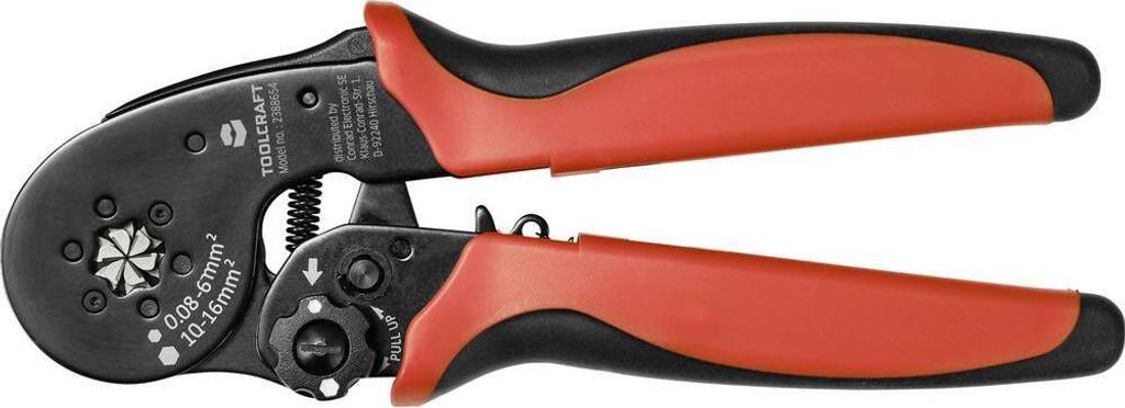 TOOLCRAFT TO-7165962 Crimpzange Aderendhülsen 0.08 bis 16.0 mm² mit Schnellverstellung