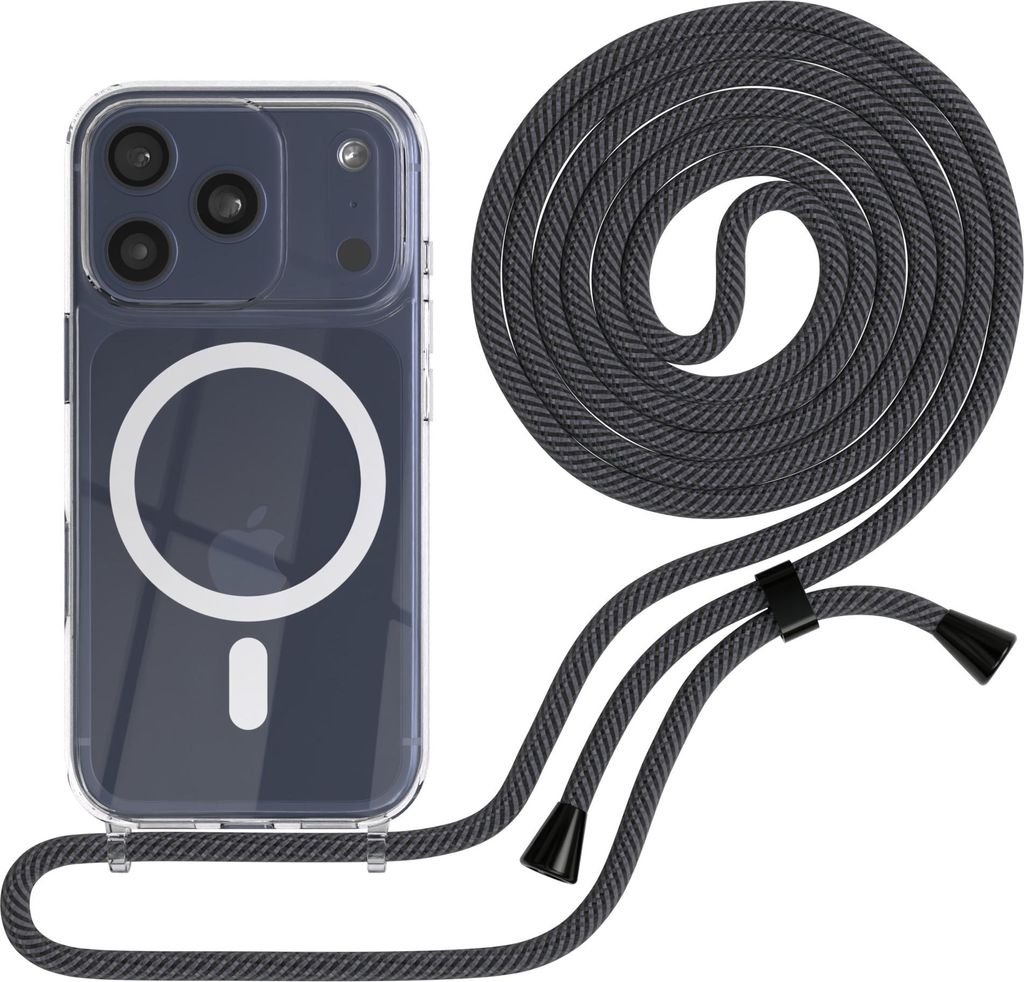 EAZY CASE - Handykette kompatibel mit Apple iPhone 17 Pro, Kette zum Umhängen, Handyhülle stoßfest, Silikonhülle mit Band, Transparente Hülle,...